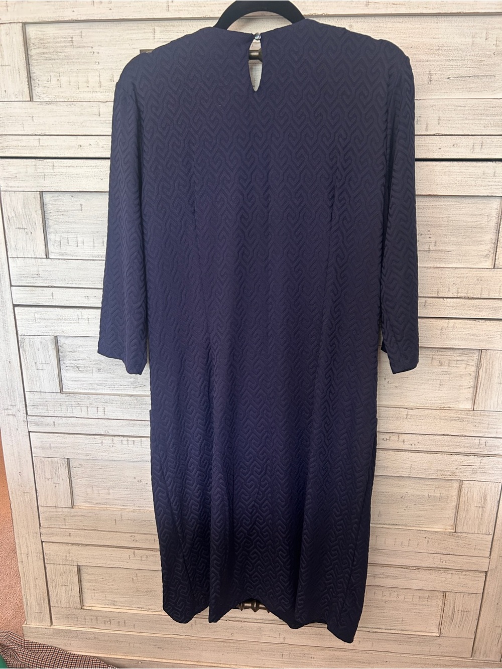 J. McLaughlin Navy Textured Midi Shift Dress